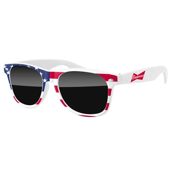Patriotic USA Flag Retro Sunglasses w/ full-color full-front - Image 1
