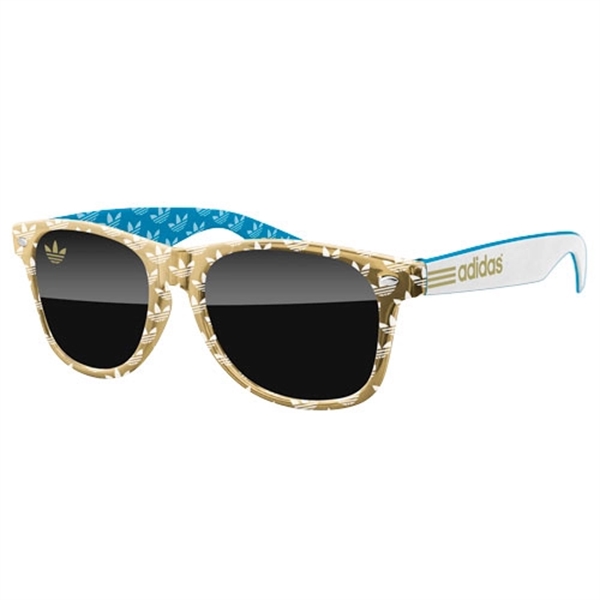 3-Tone Metallic Retro Sunglasses w/ 1-color imprints - Image 1