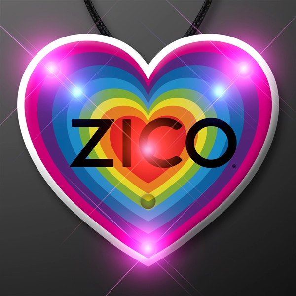 Retro Rainbow Heart Blinky Necklace - Image 1
