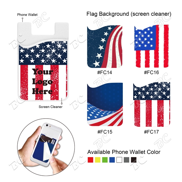 Silicon Smartphone Wallet with Removable Flag Screen Cleaner - Image 1