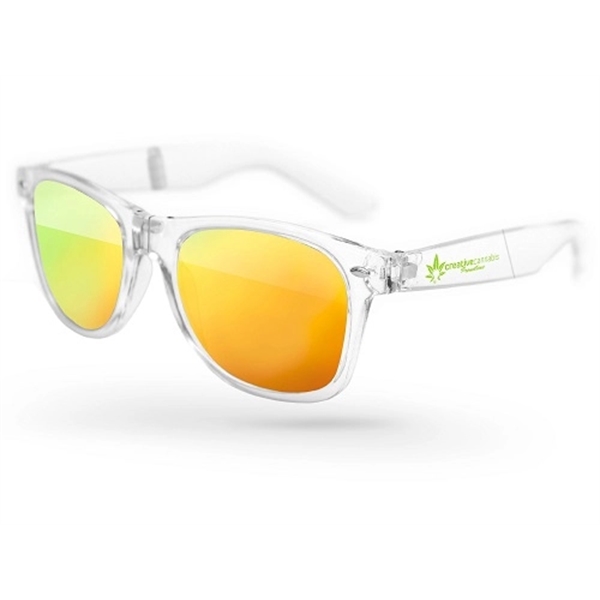 Clear Foldable Retro Mirror Sunglasses w/ 1-color imprint - Image 1