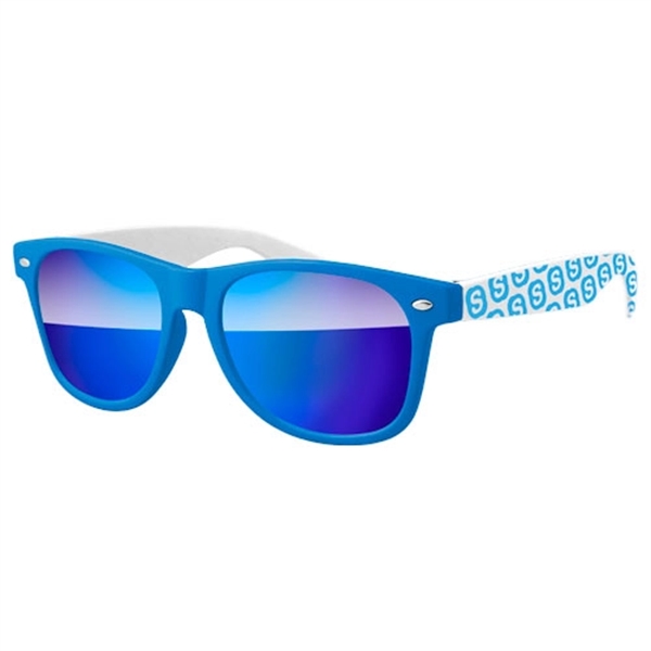 2-Tone Retro Mirror Sunglasses w/ 1-color imprints - Image 1