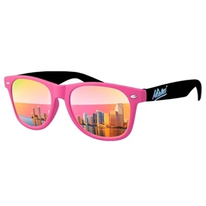 2-Tone Retro Mirror Sunglasses w/ full-color imprints