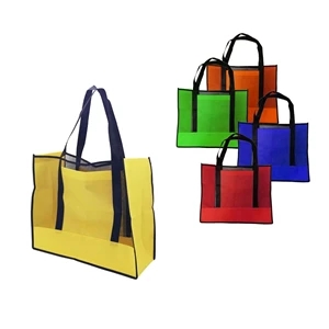 Large Non-Woven Mesh Beach Tote Bag with Side Pocket