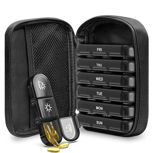 3 Times a Day Weekly Pill Organizer with Case