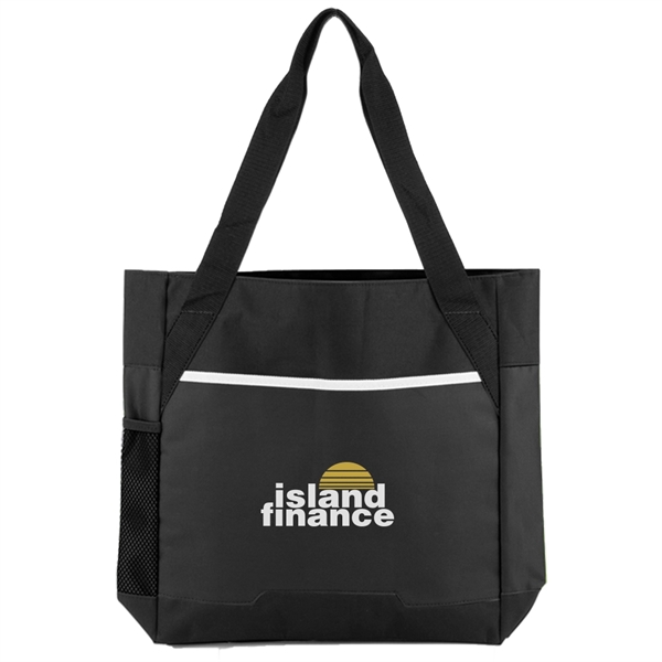 Polyester Two-Tone Open Tote Bag - Image 2