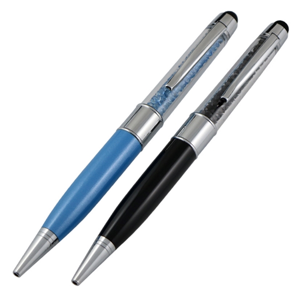 3 in 1 Crystal Ballpoint Pen, USB Drive and Stylus - Image 3