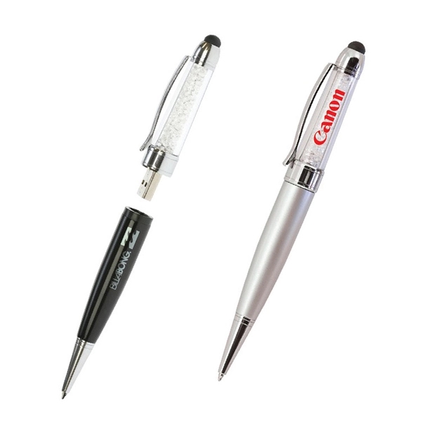 3 in 1 Crystal Ballpoint Pen, USB Drive and Stylus - Image 6