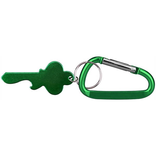 Key Shape Bottle Opener Key Ring with Carabiner - Image 3