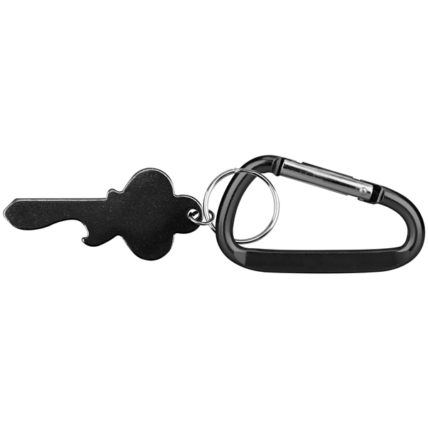 Key Shape Bottle Opener Key Ring with Carabiner - Image 4