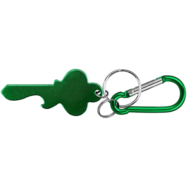 Key Shape Bottle Opener Key Ring with Carabiner - Image 3