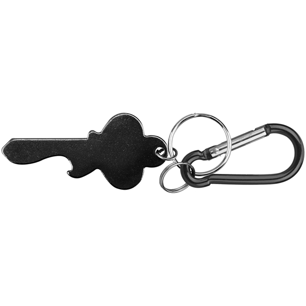 Key Shape Bottle Opener Key Ring with Carabiner - Image 4