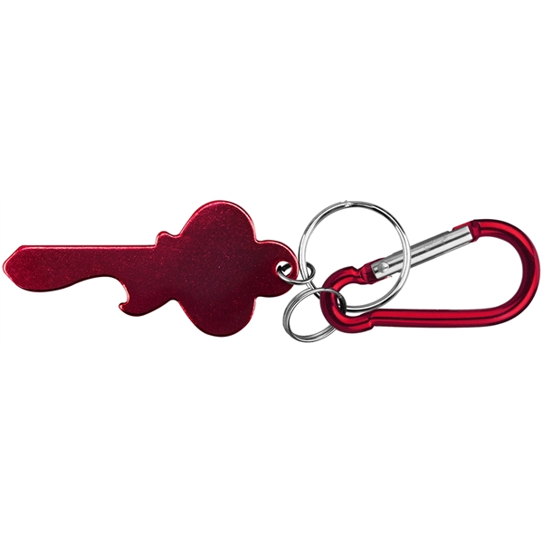 Key Shape Bottle Opener Key Ring with Carabiner - Image 5