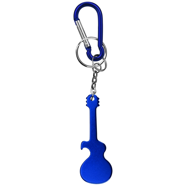 Guitar Shaped Bottle Opener with Key Chain & Carabiner - Image 2
