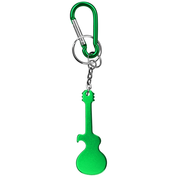 Guitar Shaped Bottle Opener with Key Chain & Carabiner - Image 3