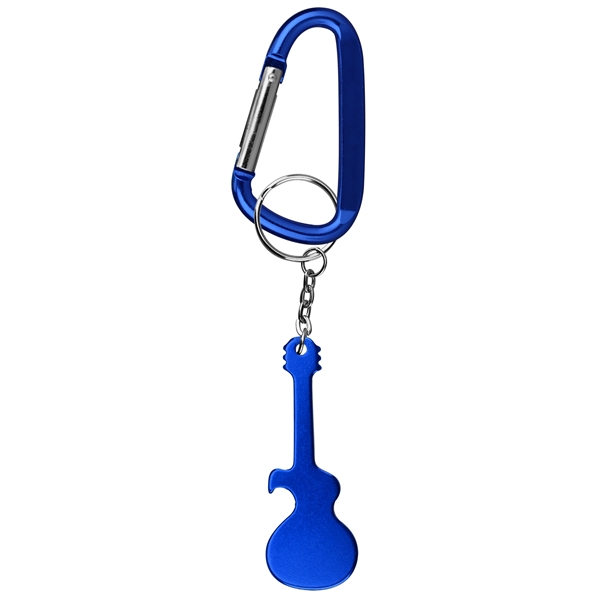 Guitar Shaped Bottle Opener with Key Chain & Carabiner - Image 2