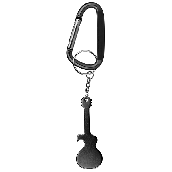 Guitar Shaped Bottle Opener with Key Chain & Carabiner - Image 4