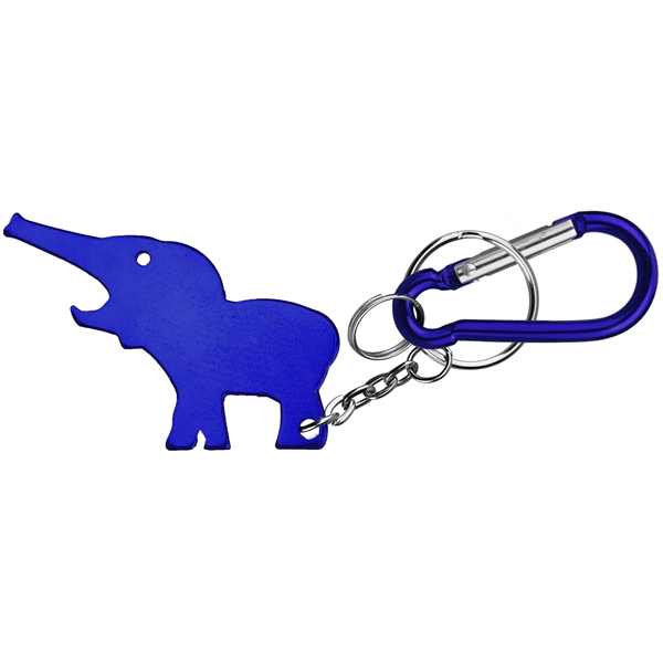 Metal Elephant Shape Bottle Opener with Key Ring & Carabiner - Image 2
