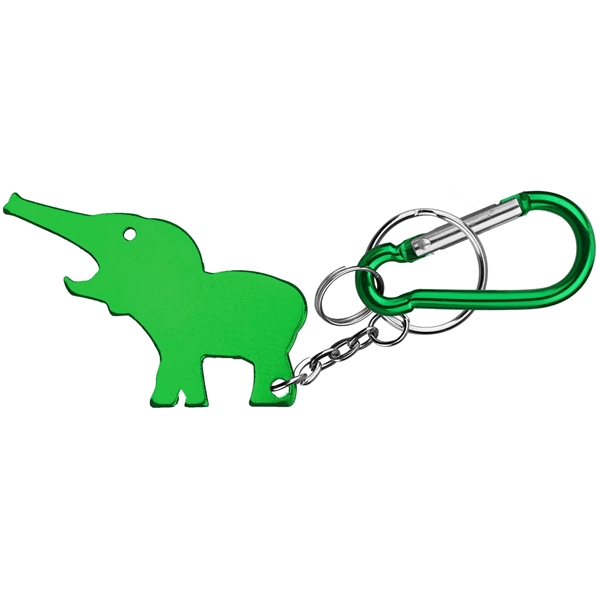 Metal Elephant Shape Bottle Opener with Key Ring & Carabiner - Image 3