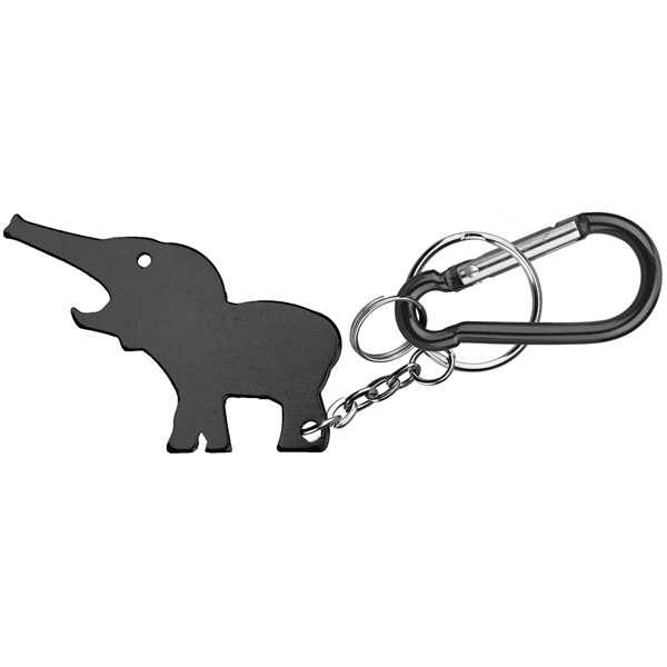 Metal Elephant Shape Bottle Opener with Key Ring & Carabiner - Image 4