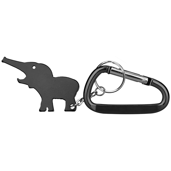 Metal Elephant Shape Bottle Opener with Key Ring & Carabiner - Image 4