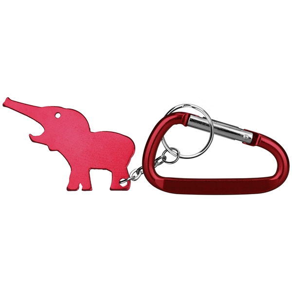 Metal Elephant Shape Bottle Opener with Key Ring & Carabiner - Image 5
