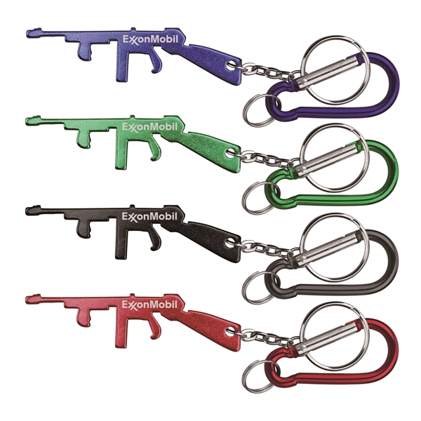 Rifle Shape Bottle Opener Key Chain & Carabiner - Image 1
