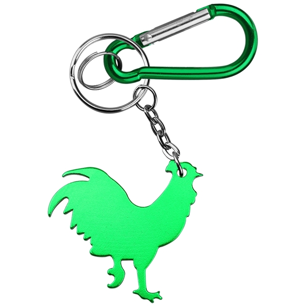 Rooster Shape Bottle Opener with Key Chain & Carabiner - Image 3