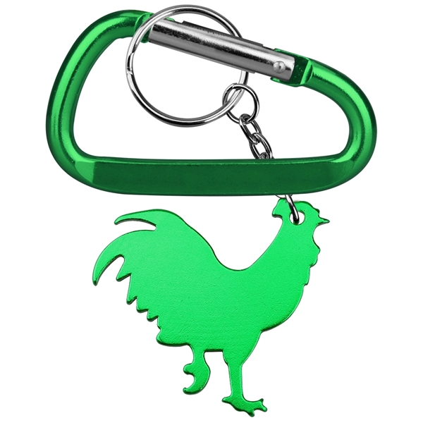 Rooster Shape Bottle Opener with Key Chain & Carabiner - Image 3
