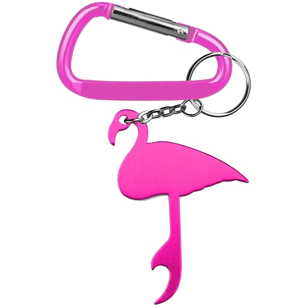 Flamingo Shaped Aluminum Bottle Opener with Carabiner - Image 4