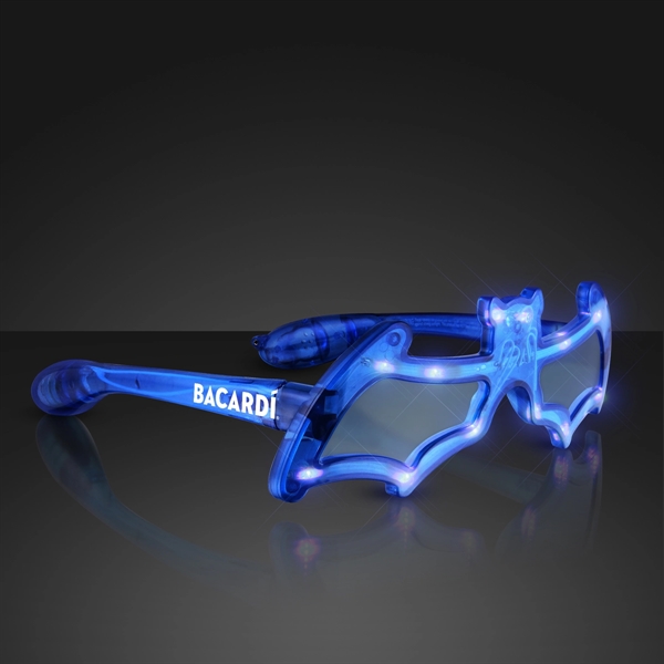 Blue LED Bat Shaped Flashing Sunglasses - Image 1