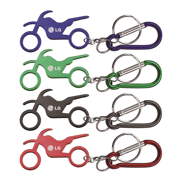 Motorbike Shape Bottle Opener Key Chain & Carabineer - Image 1
