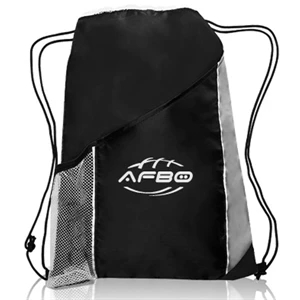 Tri-Color Drawstring Backpack w/ Side Mesh Pocket Sports Bag