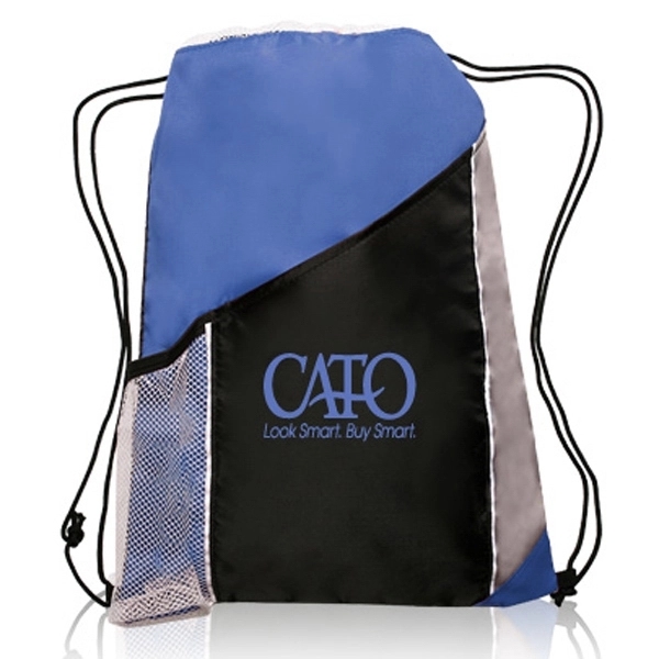 Tri-Color Drawstring Backpack w/ Side Mesh Pocket Sports Bag - Image 5