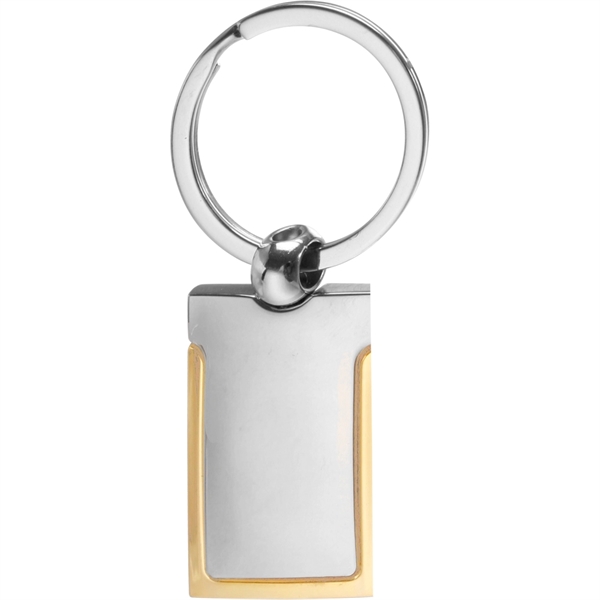 Gold Band Rectangle Shaped Metal Keychain-Full Color Dome - Image 2