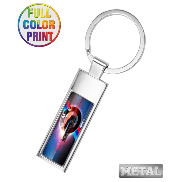 Rectangle Shaped Metal Keychain - Full Color Dome - Image 1