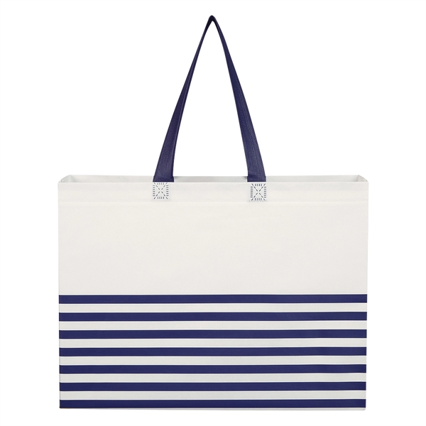 Non-Woven Horizontal Stripe Tote Bag - Image 4