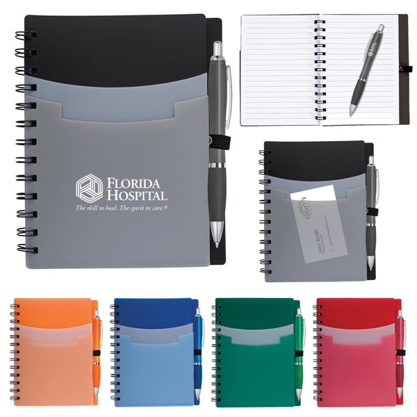 5" x 7" Tri-Pocket Notebook & Satin Pen - Image 1