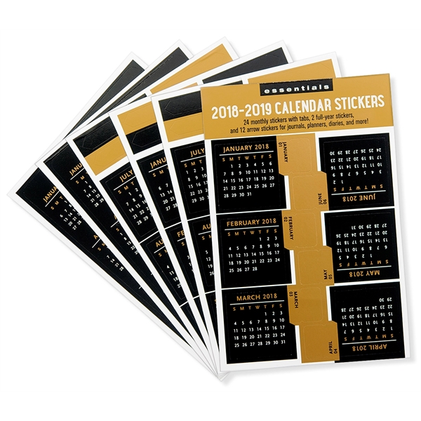 Black & Gold 2018-2019 Calendar Stickers