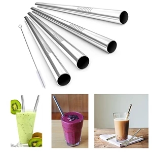 4 Big Stainless Steel Straws Extra Wide 1/2''