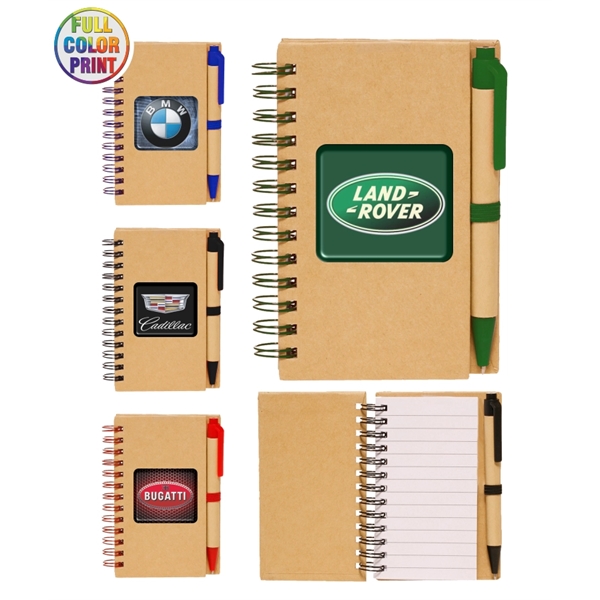 Eco Spiral Notebook w/ Matching Pen - Full Color - Image 1