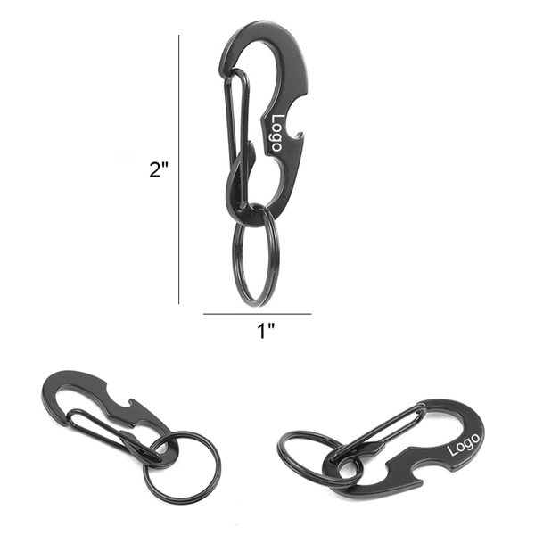 Stainless Steel Carabiner with Keyring and Bottle Opener