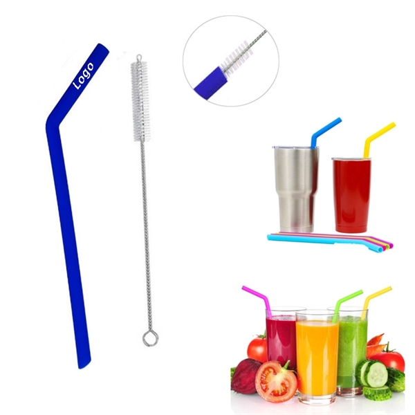 Reusable Silicone Straw with One Cleaner - Image 1