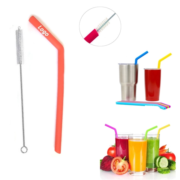 Reusable Silicone Straw with One Cleaner - Image 2