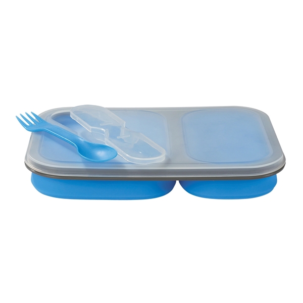 Collapsible 2-Section Food Container with Dual Utensil - Image 3