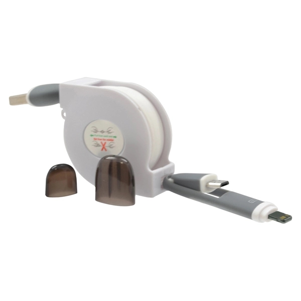 Retractable 2 in 1 combo USB data and charging cable - Image 4
