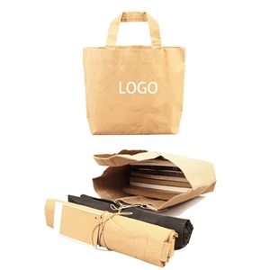 Washable Kraft Paper Fabric Tote Bag Shopping bag