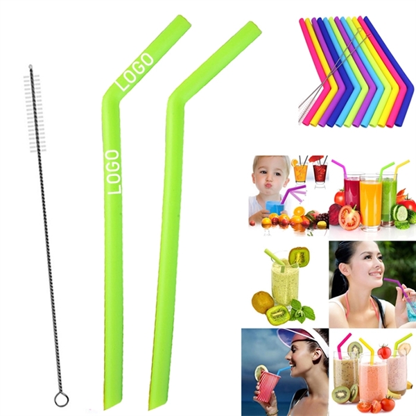 2PCS Reusable Silicone Straw with One Cleaner - Image 7