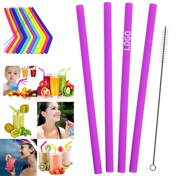 4PCS Reusable Silicone Straw with One Cleaner - Image 7
