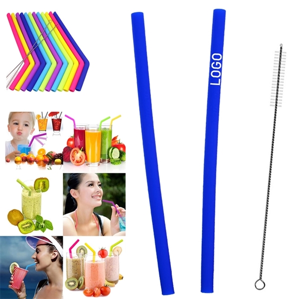 2PCS Reusable Silicone Straw with One Cleaner - Image 6